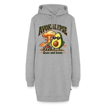 Avocado Apokalypse Guacamole Boom Essen Wortspiel Humor - Hoodie-Kleid - Grau meliert - Vorne - AI Model Female 172 light (172cm)
