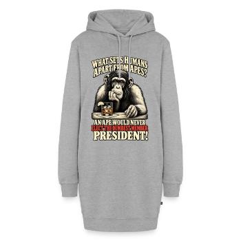 Affe gegen Präsident Satire Tee - Hoodie-Kleid - Grau meliert - Vorne - AI Model Female 172 light (172cm)