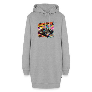 Hardcore Neon DJ Plattenspieler - Hoodie-Kleid - Grau meliert - Vorne - AI Model Female 172 light (172cm)