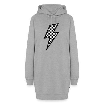 Karierte Blitzform Zacken - Hoodie-Kleid - Grau meliert - Vorne - AI Model Female 172 light (172cm)