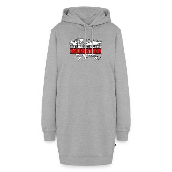 Münster Koordinaten Weltkarte Rot - Hoodie-Kleid - Grau meliert - Vorne - AI Model Female 172 light (172cm)