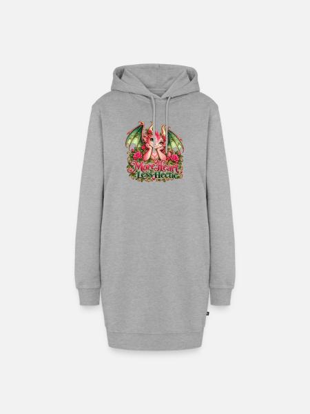Mehr Herz-Less Hectic – Süßer Pink Dragon - Hoodie-Kleid - Grau meliert