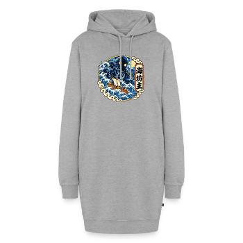 Die Umi-Bozu, ein Schiffbruch-Yokai der Meere - Hoodie-Kleid - Grau meliert - Vorne - AI Model Female 172 light (172cm)