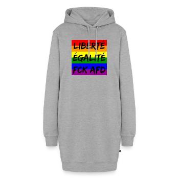 LIBERTÉ ÉGALITÉ FCK AFD REGENBOGEN FCK NZS, NO NZS - Hoodie-Kleid - Grau meliert - Vorne - AI Model Female 172 light (172cm)