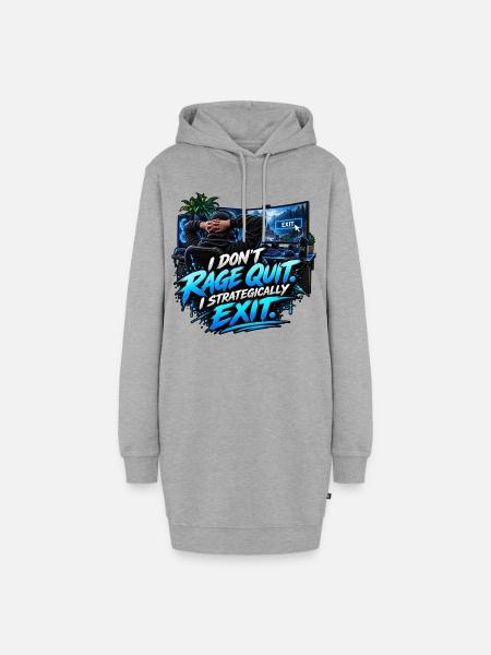 I Don't Rage Quit – Strategically Exit - Hoodie-Kleid - Grau meliert