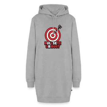 Bullseye oder Büste – Bogenschießdarts Zielabzeichen - Hoodie-Kleid - Grau meliert - Vorne - AI Model Female 172 light (172cm)