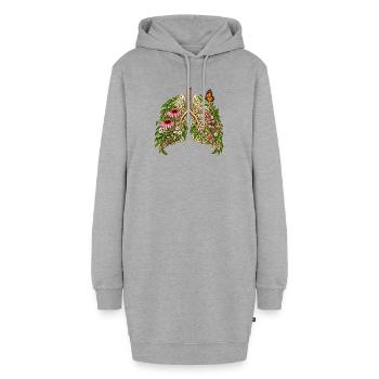 Blütendes Lungenbild - Hoodie-Kleid - Grau meliert - Vorne - AI Model Female 172 light (172cm)
