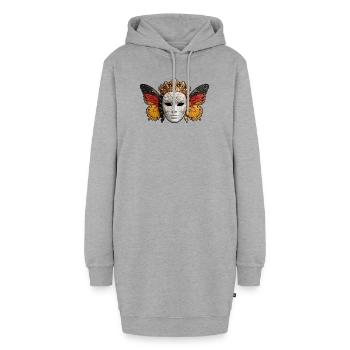 Königliche Masken-Schmetterlingskrone - Hoodie-Kleid - Grau meliert - Vorne - AI Model Female 172 light (172cm)