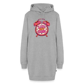 Spät Aber Ikonisch Uhr - Hoodie-Kleid - Grau meliert - Vorne - AI Model Female 172 light (172cm)