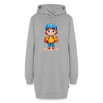 Kleiner Comic Briefträger Postbote Brief T-Shirt - Hoodie-Kleid - Grau meliert - Vorne - AI Model Female 172 light (172cm)