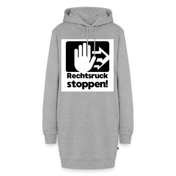 Rechtsruck stoppen Handzeichen - Hoodie-Kleid - Grau meliert - Vorne - AI Model Female 172 light (172cm)