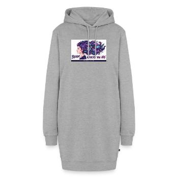 Kosmische Blüten im Haar - Hoodie-Kleid - Grau meliert - Vorne - AI Model Female 172 light (172cm)