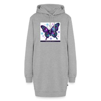 Wintergalaxie Schmetterling - Hoodie-Kleid - Grau meliert - Vorne - AI Model Female 172 light (172cm)