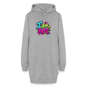 Ich bin heiß Neon Graffiti - Hoodie-Kleid - Grau meliert - Vorne - AI Model Female 172 light (172cm)