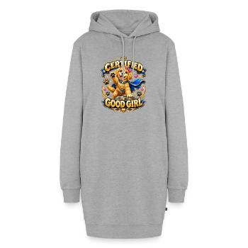 Zertifizierte Gute-Girl Hündin - Hoodie-Kleid - Grau meliert - Vorne - AI Model Female 172 light (172cm)