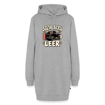 Sozialakku leer Katze - Hoodie-Kleid - Grau meliert - Vorne - AI Model Female 172 light (172cm)