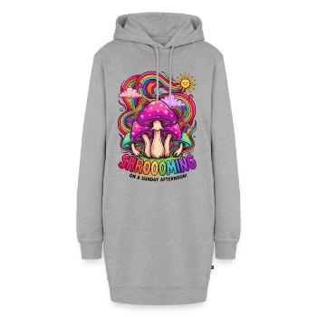 Psychedelische Pilze Neonfarben Pop Art - Hoodie-Kleid - Grau meliert - Vorne - AI Model Female 172 light (172cm)
