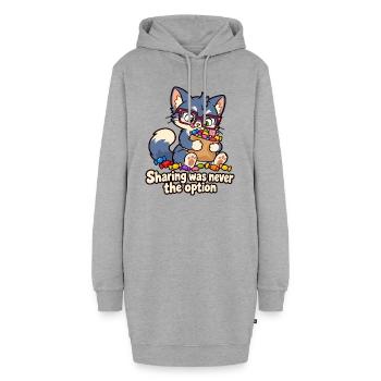 Teilen war nie die Option – Candy Cat - Hoodie-Kleid - Grau meliert - Vorne - AI Model Female 172 light (172cm)