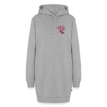 Tiny Wings Big Tricks – Skateboard-Drache - Hoodie-Kleid - Grau meliert - Vorne - AI Model Female 172 light (172cm)