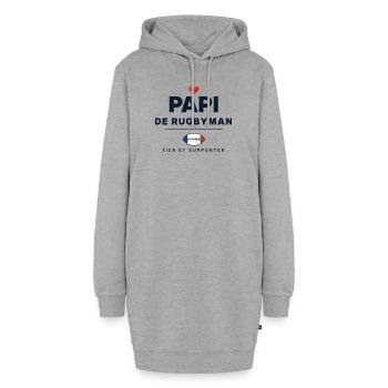 Opa eines Rugbyspielers - Hoodie-Kleid - Grau meliert - Vorne - AI Model Female 172 light (172cm)