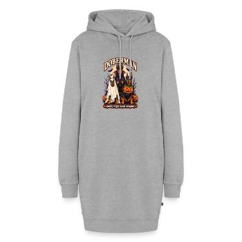 Spooky Night Loyal Company – Dobermann Halloween - Hoodie-Kleid - Grau meliert - Vorne - AI Model Female 172 light (172cm)