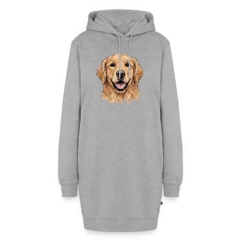 Goldener Retriever Porträt Illustration - Hoodie-Kleid - Grau meliert - Vorne - AI Model Female 172 light (172cm)