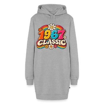 1967 Klassische Regenbogenblumen - Hoodie-Kleid - Grau meliert - Vorne - AI Model Female 172 light (172cm)