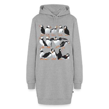 Mehr Puffin-Freunde - Hoodie-Kleid - Grau meliert - Vorne - AI Model Female 172 light (172cm)