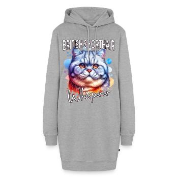 Britisch Kurzhaar Katze Flüsterer - Hoodie-Kleid - Grau meliert - Vorne - AI Model Female 172 light (172cm)