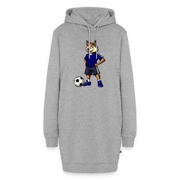 Fussball Wolf Blau - Hoodie-Kleid - Grau meliert - Vorne - AI Model Female 172 light (172cm)