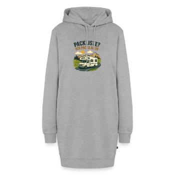 Geschenk für Wohnmobil-Neulinge zur ersten Rundrei - Hoodie-Kleid - Grau meliert - Vorne - AI Model Female 172 light (172cm)