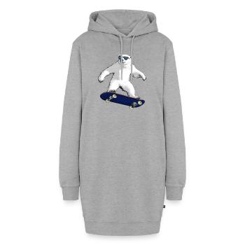 Skateboarder Eisbär - Hoodie-Kleid - Grau meliert - Vorne - AI Model Female 172 light (172cm)