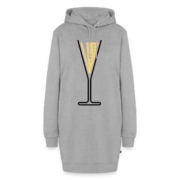 Sektglas (Sekt / Trichter / Offen / 2C) - Hoodie-Kleid - Grau meliert - Vorne - AI Model Female 172 light (172cm)