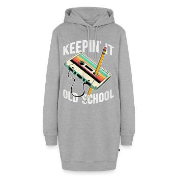 Keepin It Old School Retro-kassettenband - Hoodie-Kleid - Grau meliert - Vorne - AI Model Female 172 light (172cm)