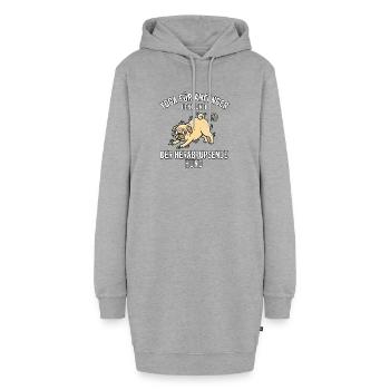 Lustiger Yoga Hund - Hoodie-Kleid - Grau meliert - Vorne - AI Model Female 172 light (172cm)