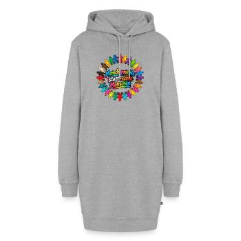 Menschenrechte statt rechte Menschen - Hoodie-Kleid - Grau meliert - Vorne - AI Model Female 172 light (172cm)