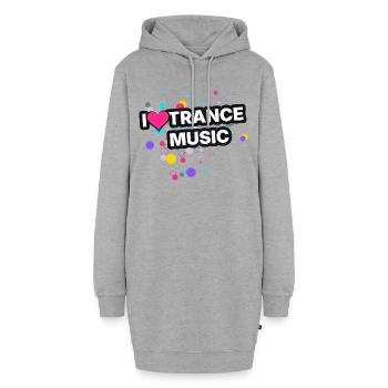 I Love Trance Music - Colour Splash - Hoodie-Kleid - Grau meliert - Vorne - AI Model Female 172 light (172cm)