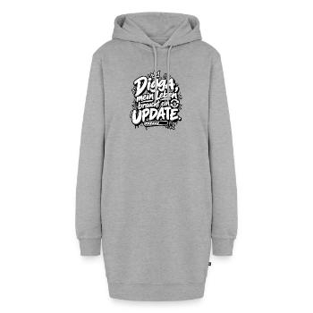Digga Update Lebensstil Spruch - Hoodie-Kleid - Grau meliert - Vorne - AI Model Female 172 light (172cm)