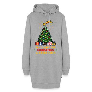 All I want for Christmas - Gamer - Hoodie-Kleid - Grau meliert - Vorne - AI Model Female 172 light (172cm)