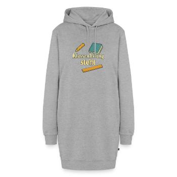 Geschenk für die erste eigene Klassenleitung - Hoodie-Kleid - Grau meliert - Vorne - AI Model Female 172 light (172cm)