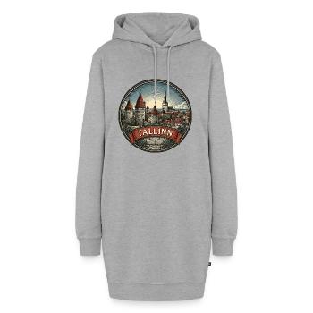 Tallinn Estland Reiseabzeichen Altstadt-Souvenir - Hoodie-Kleid - Grau meliert - Vorne - AI Model Female 172 light (172cm)
