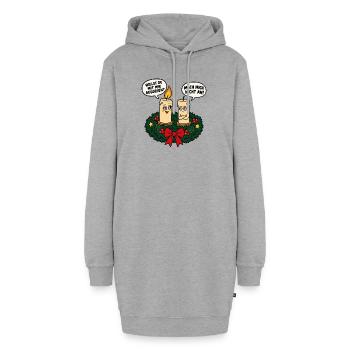 Willst du mit mir ausgehen – Winter Humor - Hoodie-Kleid - Grau meliert - Vorne - AI Model Female 172 light (172cm)