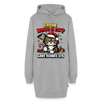 Frohe Weihnachten Ganz Dünnes Eis Weihnachtsoutfit - Hoodie-Kleid - Grau meliert - Vorne - AI Model Female 172 light (172cm)