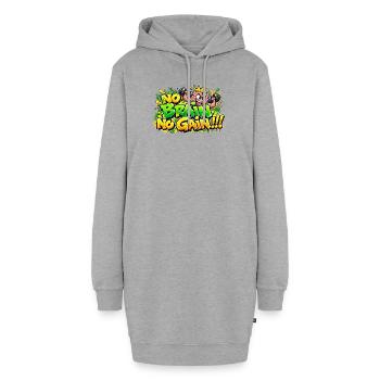 KEIN GEHIRN, KEIN FORTSCHRITT – Kultgraffiti! - Hoodie-Kleid - Grau meliert - Vorne - AI Model Female 172 light (172cm)