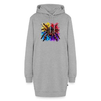 Neon Tarantel  Psychodelische Spinne im Farbklecks - Hoodie-Kleid - Grau meliert - Vorne - AI Model Female 172 light (172cm)