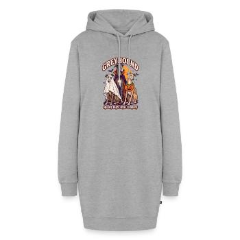 Spooky Night Loyal Company – Windhund Halloween - Hoodie-Kleid - Grau meliert - Vorne - AI Model Female 172 light (172cm)