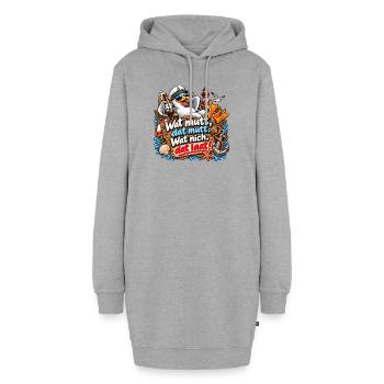 Wat mutt, datt mutt Nautik Clipart - Hoodie-Kleid - Grau meliert - Vorne - AI Model Female 172 light (172cm)