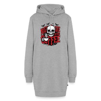 Albtraum vor dem Kaffee - Hoodie-Kleid - Grau meliert - Vorne - AI Model Female 172 light (172cm)