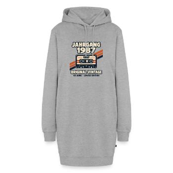 Jahrgang 1987 Original Vintage 40 Jahre Kassette - Hoodie-Kleid - Grau meliert - Vorne - AI Model Female 172 light (172cm)