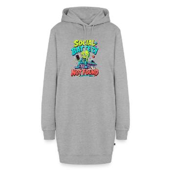  Social Battery Not Found Außerirdischer - Hoodie-Kleid - Grau meliert - Vorne - AI Model Female 172 light (172cm)
